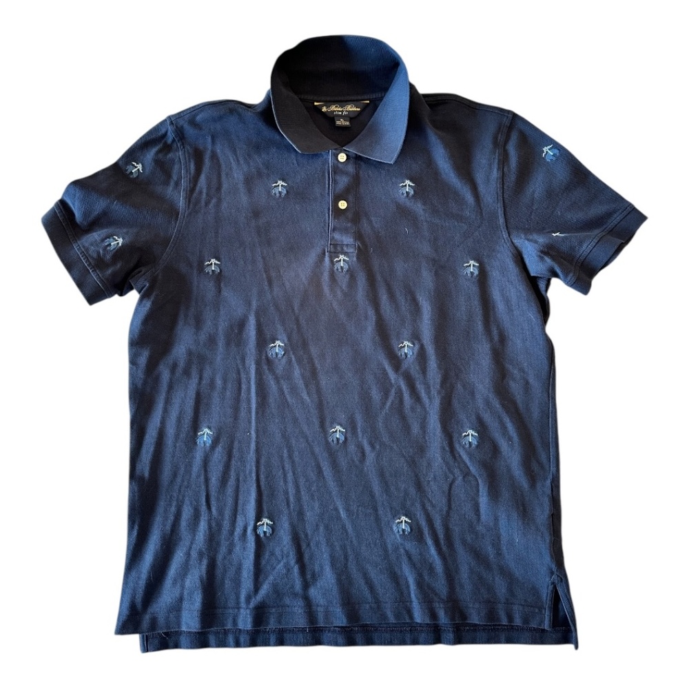 Brooks Brothers Slim Fit Pique Polo – XL (Navy, Golden Fleece Details)